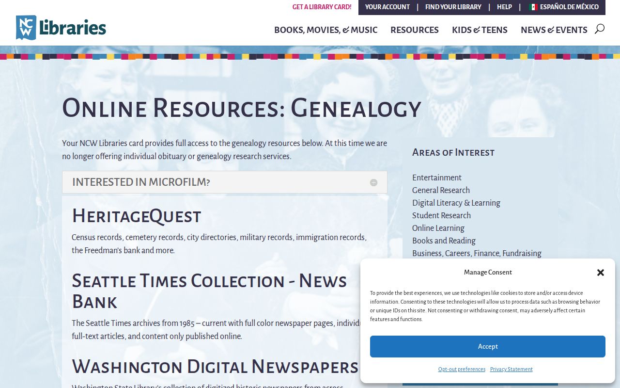 Moses Lake people search NCW Libraries genealogy resources