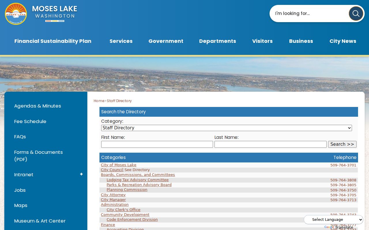 Moses Lake people directories city staff search